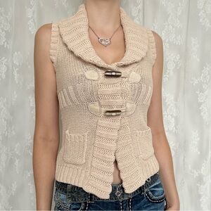 Y2K 2000’s Fairycore Cream Knit Sweater Vest